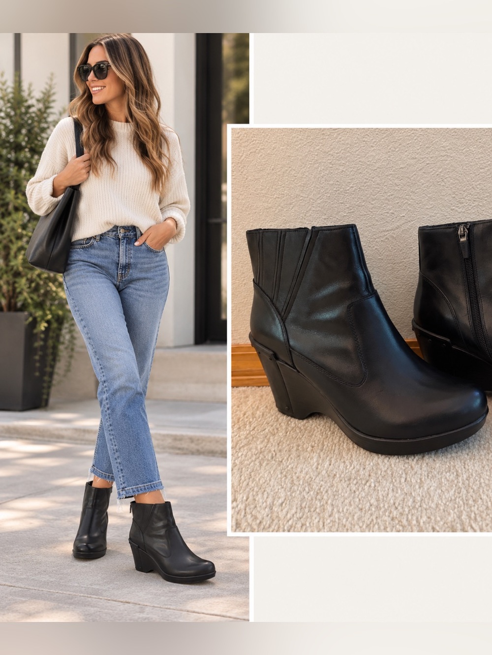 Dansko Black Leather Ankle Boots with Side Zip Size 38/US 7.5-8